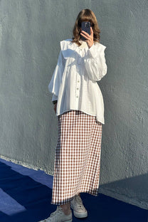 Camicia oversize con colletto Peter Pan in misto viscosa