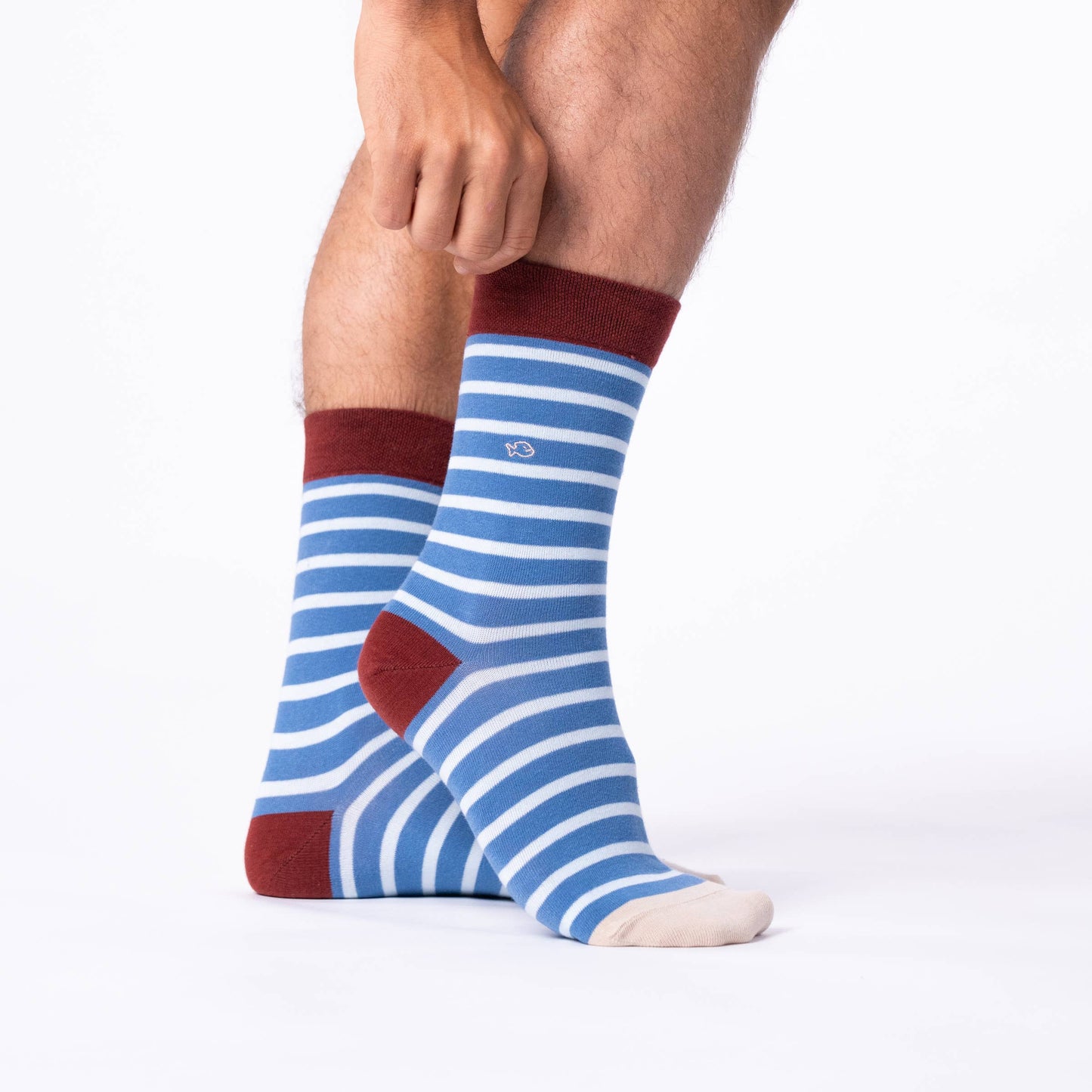 Calzini a righe in cotone pettinato blu