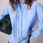 Tunica in cotone con collo a camicia e fiocco