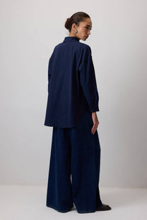 Camicia oversize blu navy a vestibilità comoda
