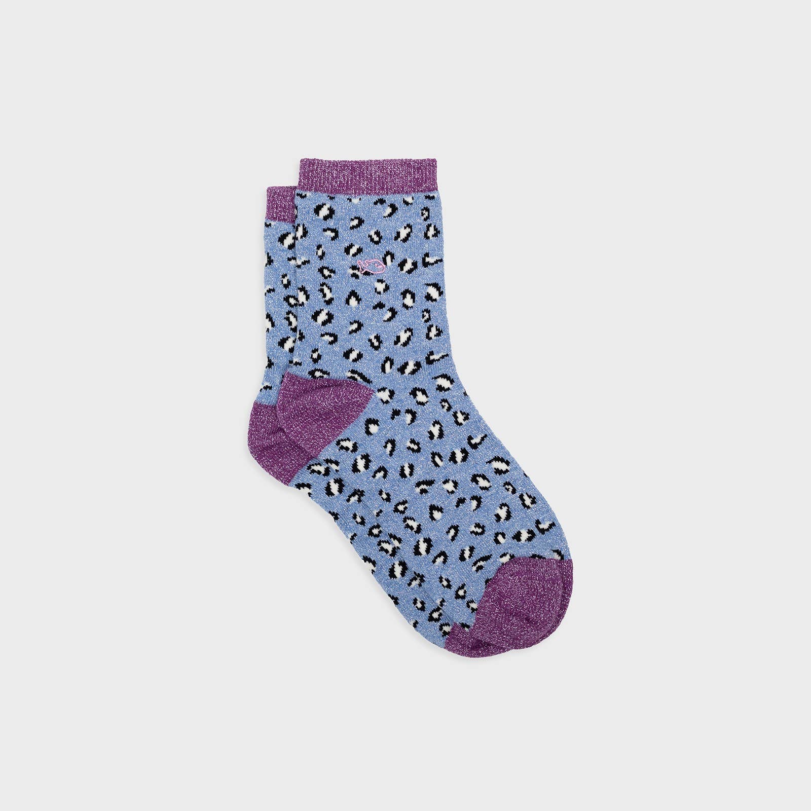 Calzini glitterati leopardati blu