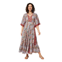 Abito lungo estivo boho con maniche a 3/4