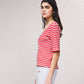 Cardigan a righe con scollo a V e bottoni, manica corta