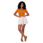 Shorts estivi in cotone e lino con cintura