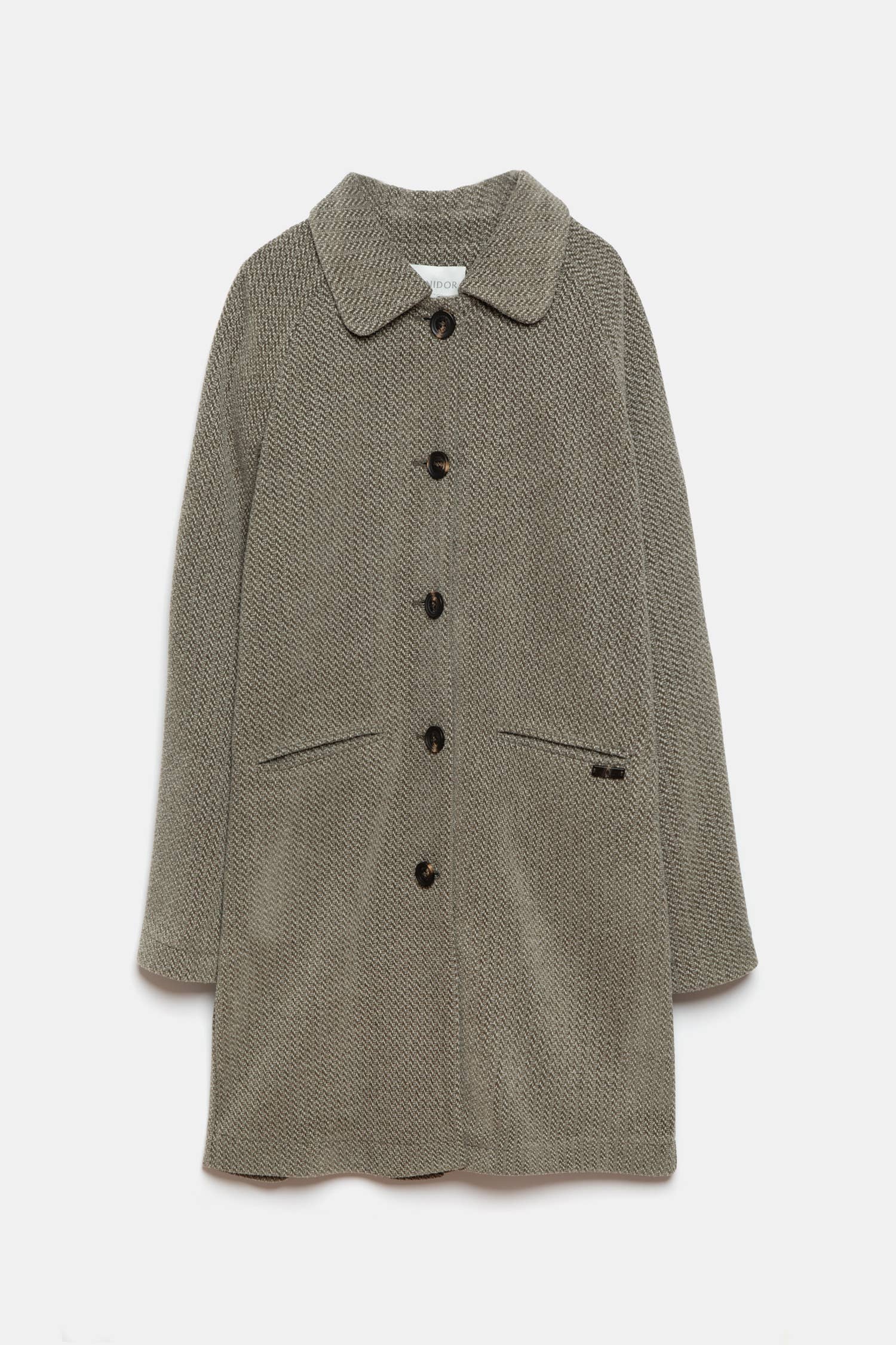 Cappotto lungo fantasia con maniche raglan