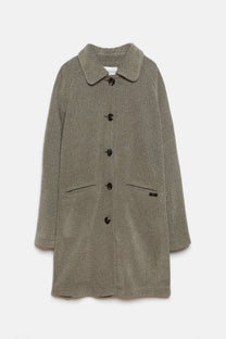 Cappotto lungo fantasia con maniche raglan