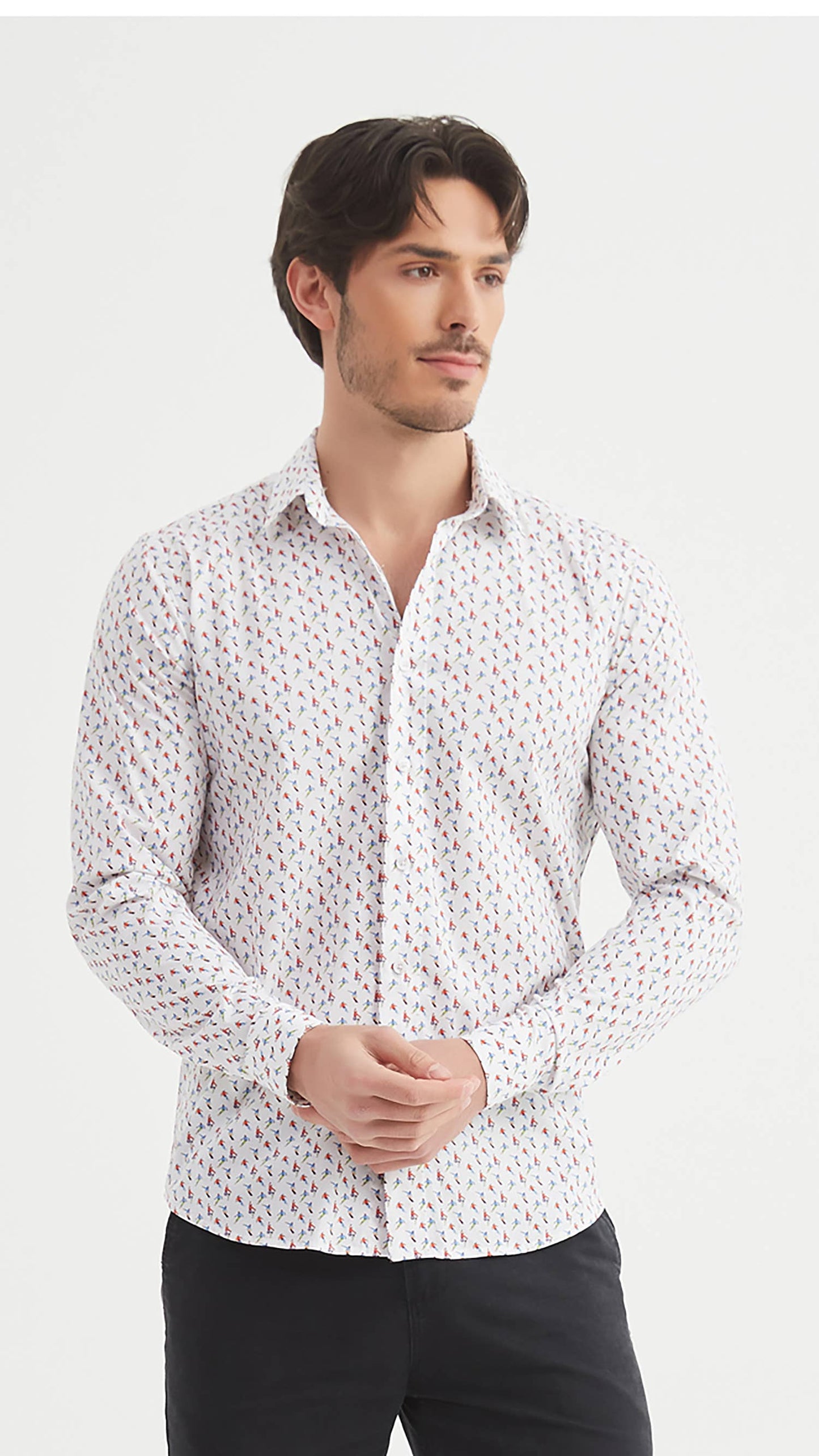 Camicia Premium slim fit con stampa sci