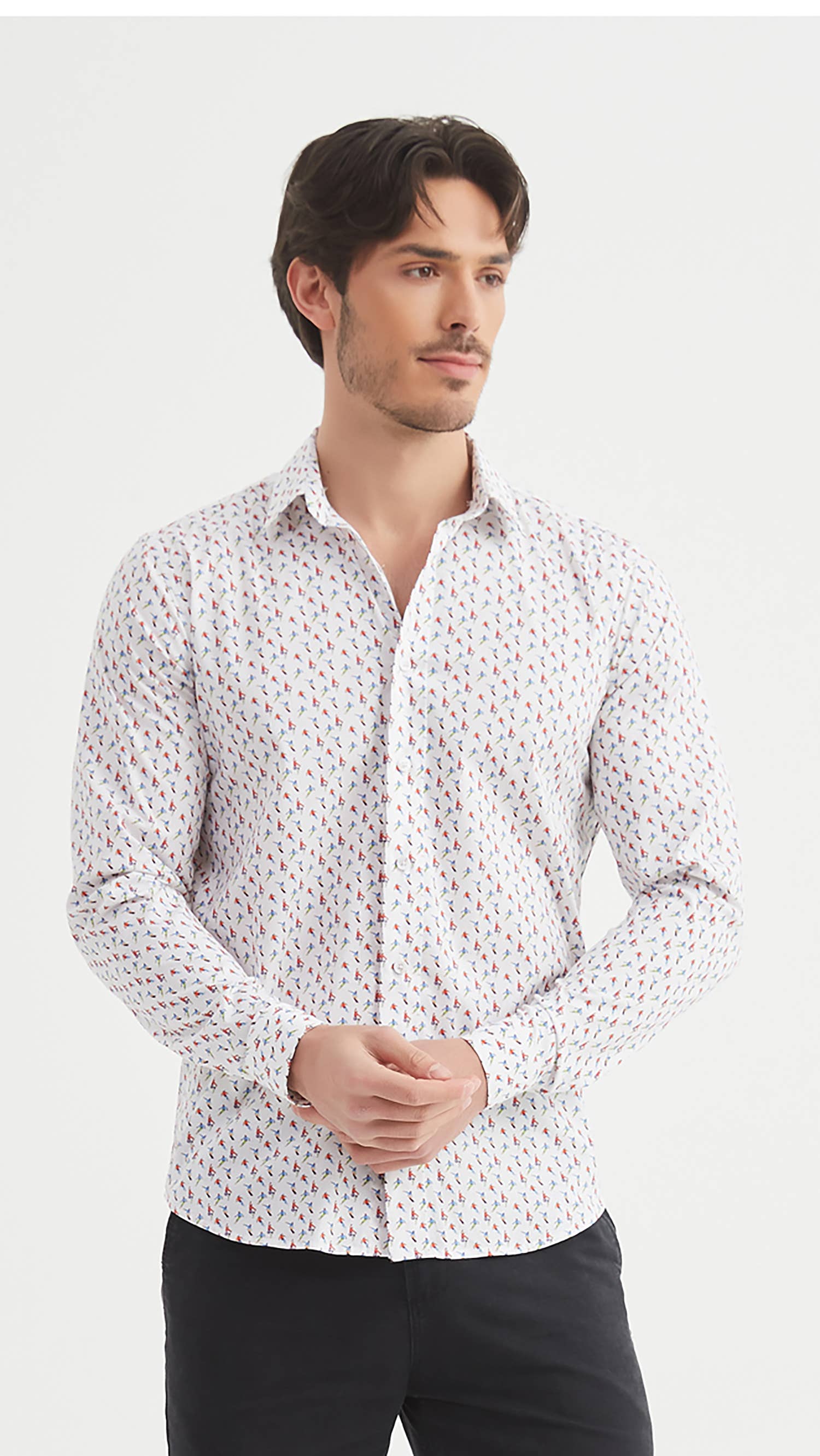 Camicia Premium slim fit con stampa sci