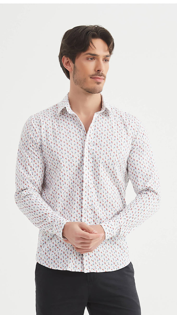 Camicia Premium slim fit con stampa sci