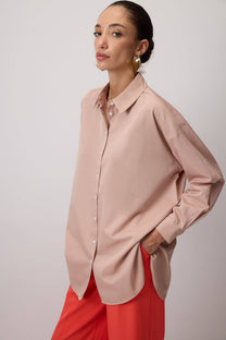 Camicia oversize morbida beige