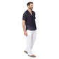 Camicia estiva uomo in cotone a maniche corte blu navy