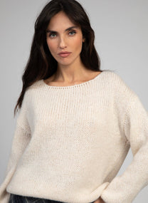 Maglione oversize in maglia spessa écru