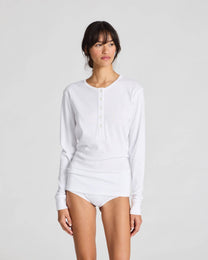 Maglia Henley a Costine in Cotone Biologico Ida Bianca