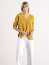 Maglione a coste con scollo a V