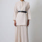 Set tunica Henley minimal e gonna lunga in misto cotone beige