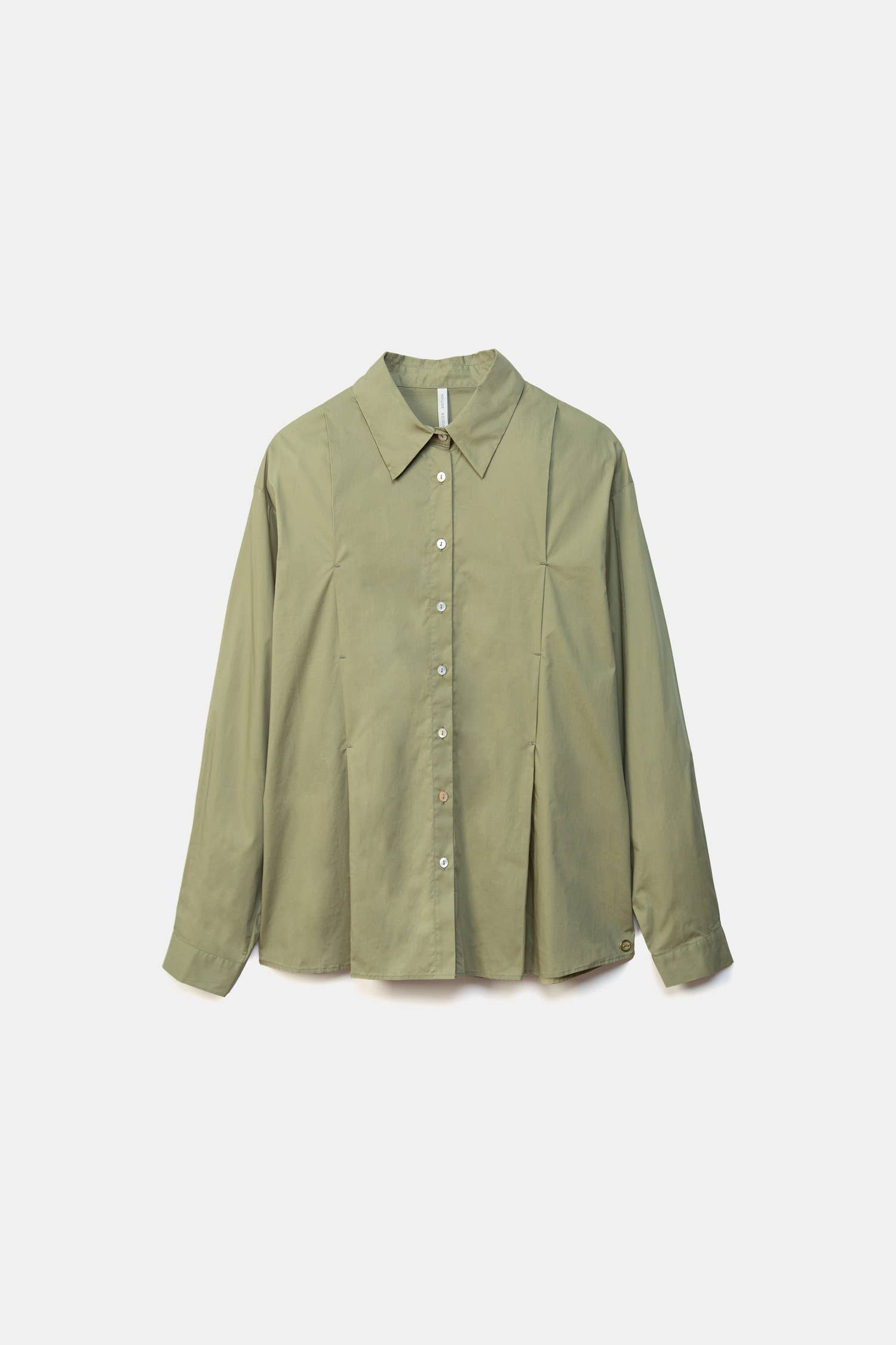 Camicia donna in cotone con pieghe frontali