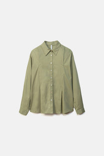 Camicia donna in cotone con pieghe frontali