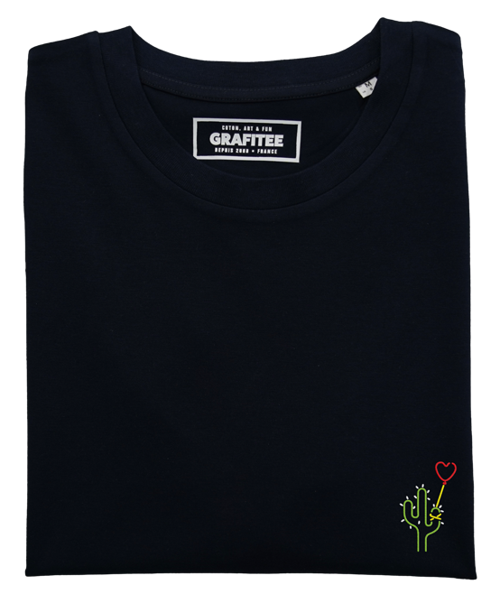 T-shirt nera ricamata Love Hurts in cotone biologico