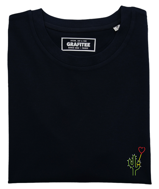 T-shirt nera ricamata Love Hurts in cotone biologico