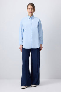 Camicia oversize in cotone azzurro
