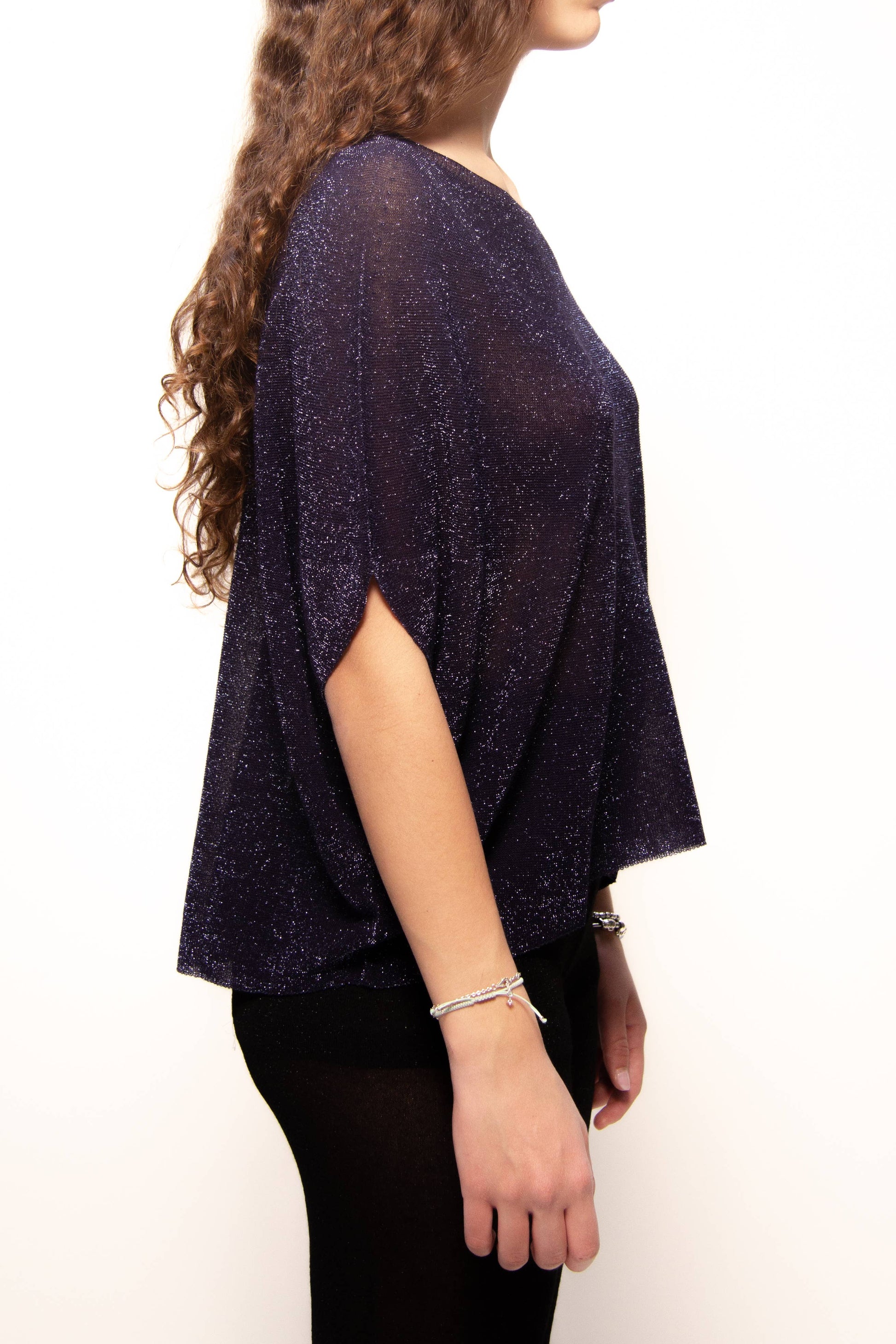 Mini kimono glitterato in maglia 3D