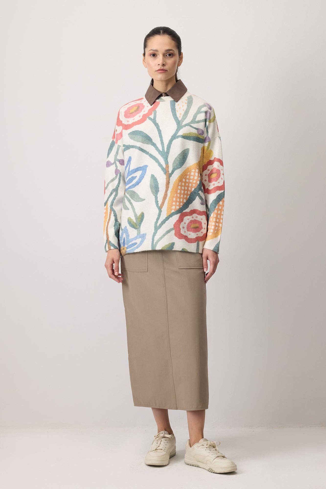 Maglione in maglia con motivo floreale