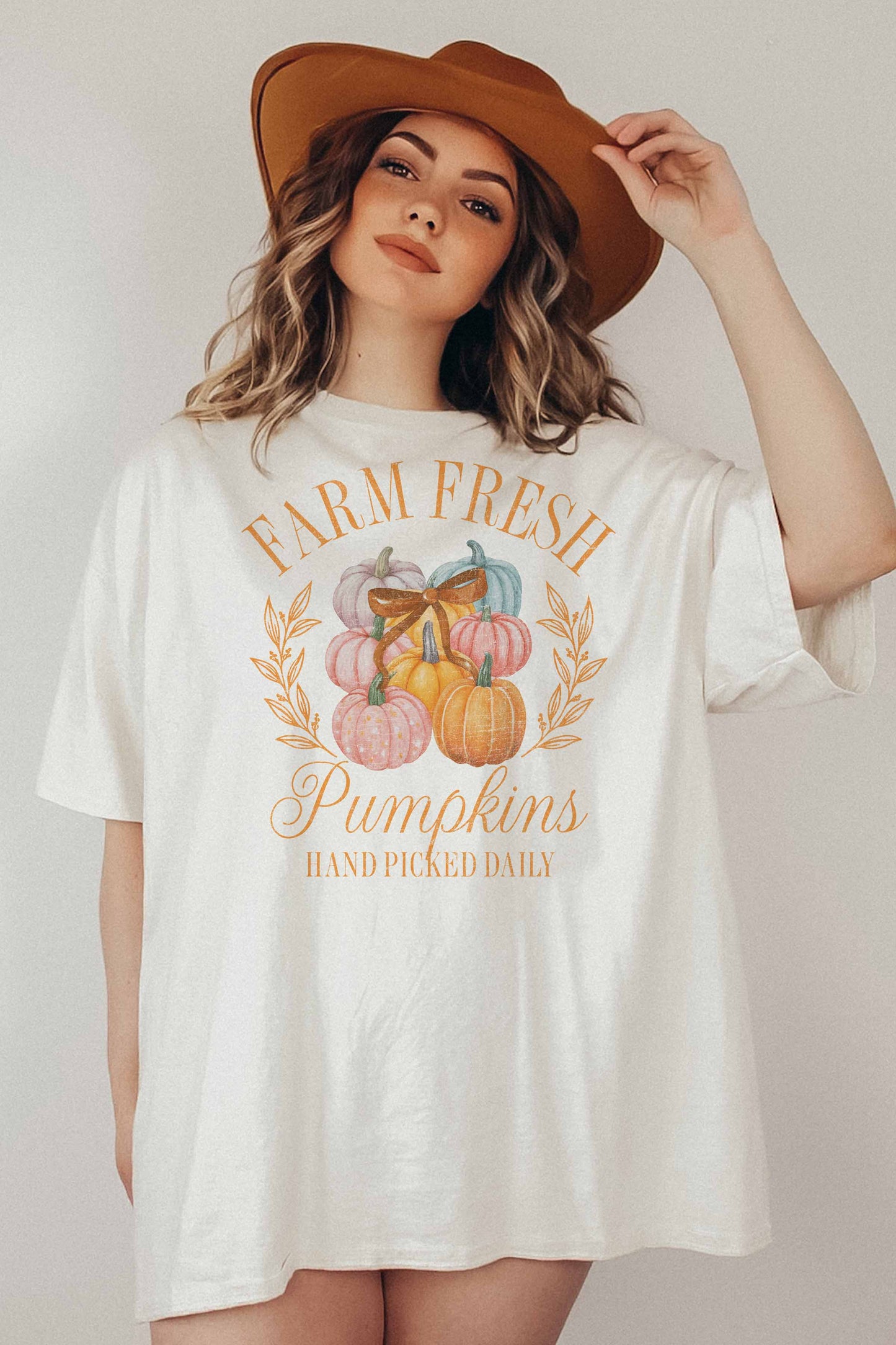 T-shirt oversize Farm Fresh Pumpkins con stampa zucche