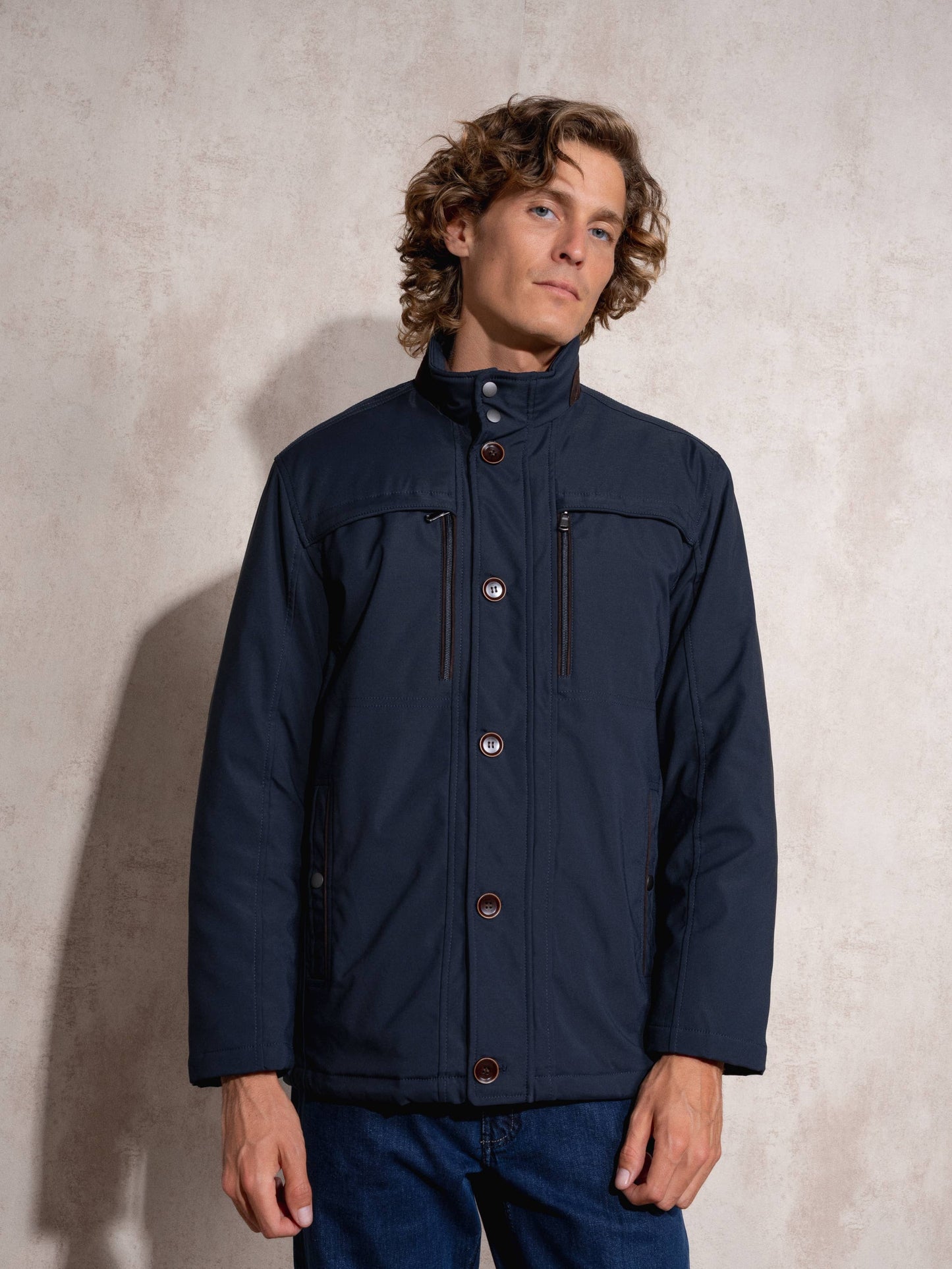 Giacca con zip classica in poliestere