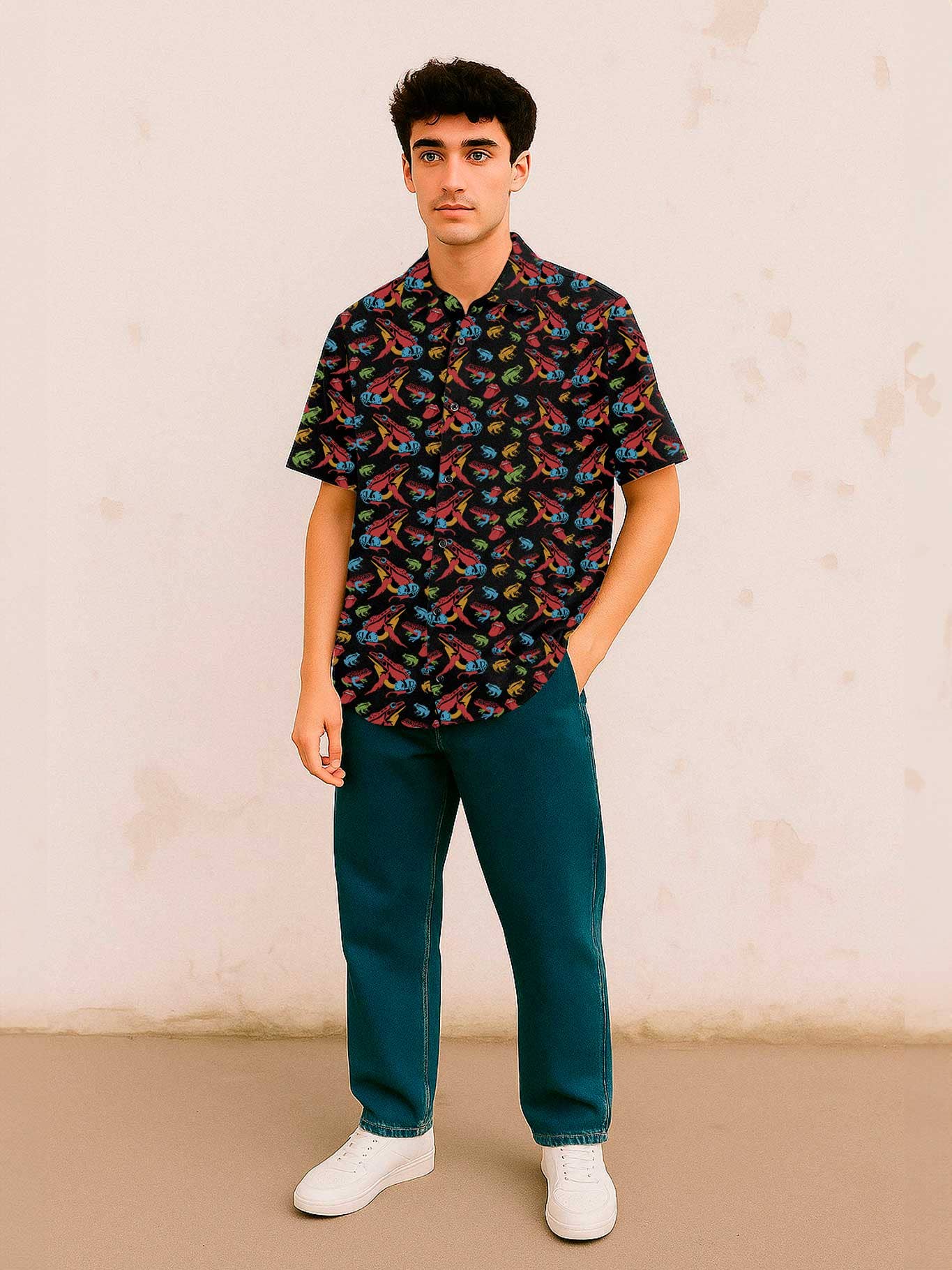 Camicia Happy Toads a maniche corte in viscosa