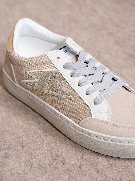 Sneakers glitter oro a contrasto