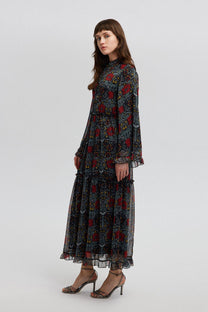 Abito lungo in chiffon floreale