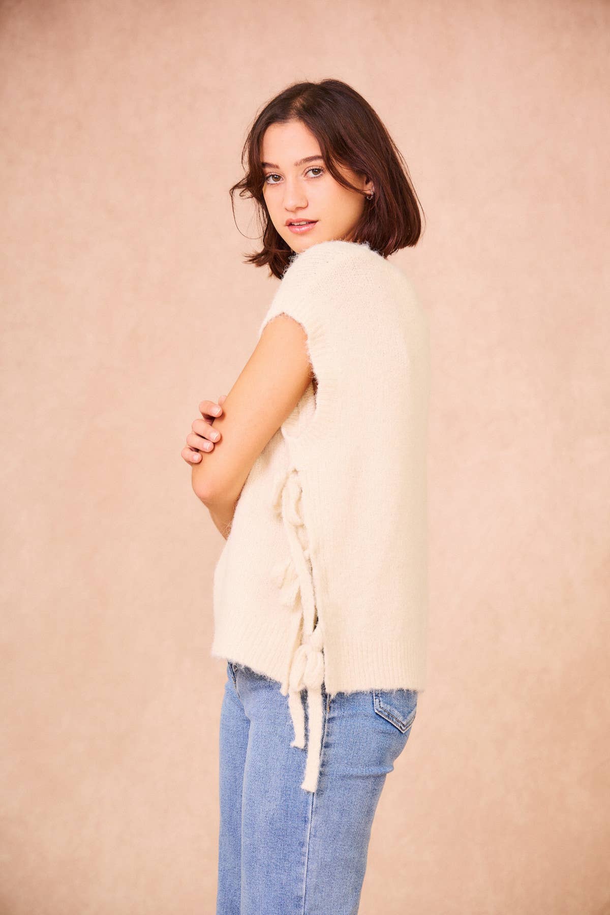 Gilet in maglia Majorelle oversize con lacci laterali