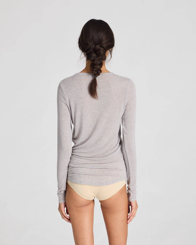 Maglia a maniche lunghe Thyra in lana grigio mélange chiaro