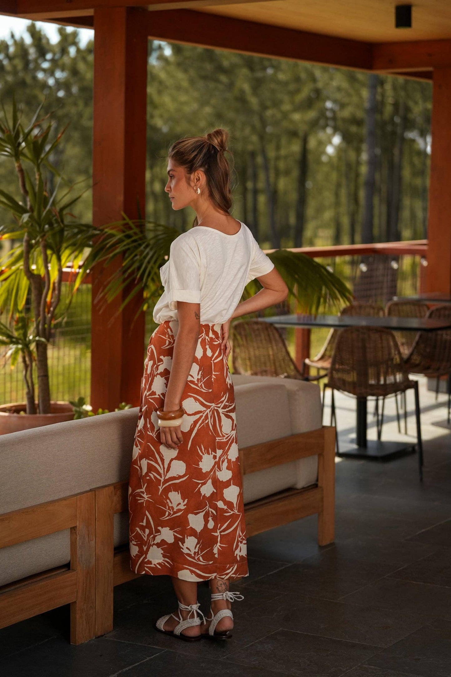 Gonna a portafoglio floreale in viscosa