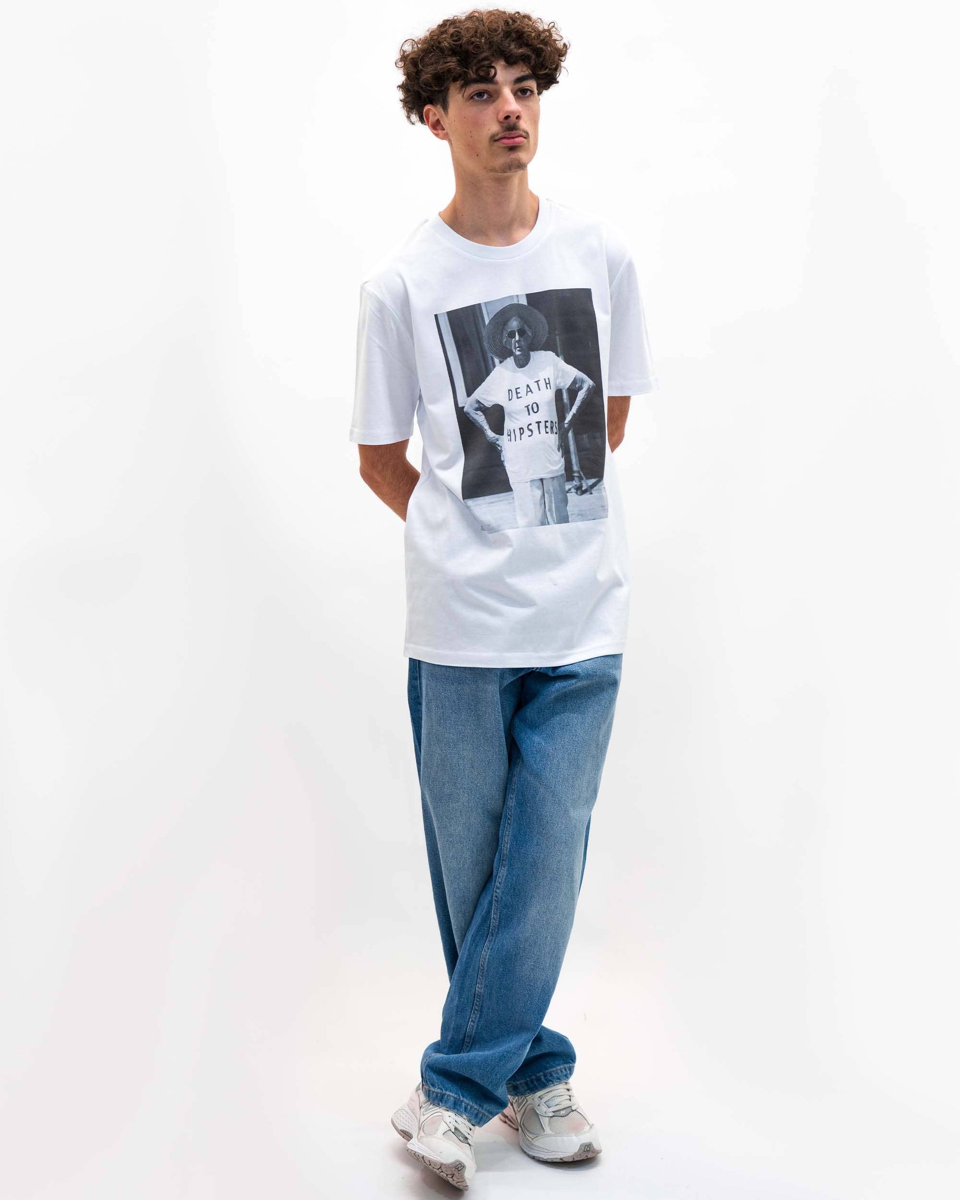T-shirt vintage “Death To Hipsters” in cotone biologico