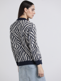 Pullover jacquard girocollo