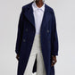 Trench coat rilassato con cintura effetto cupro blu navy
