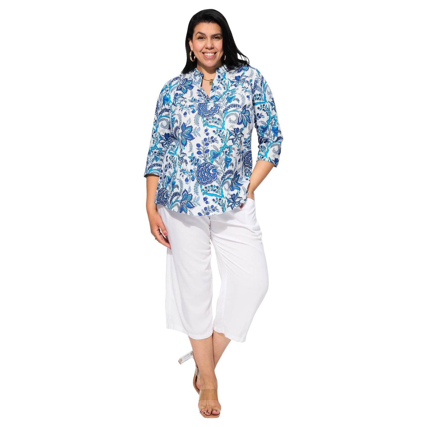 Blusa estiva in cotone con maniche tre quarti