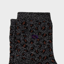 Calze leopardate glitter nero e argento in cotone pettinato