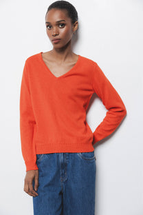 Maglione in maglia rasata con scollo a V