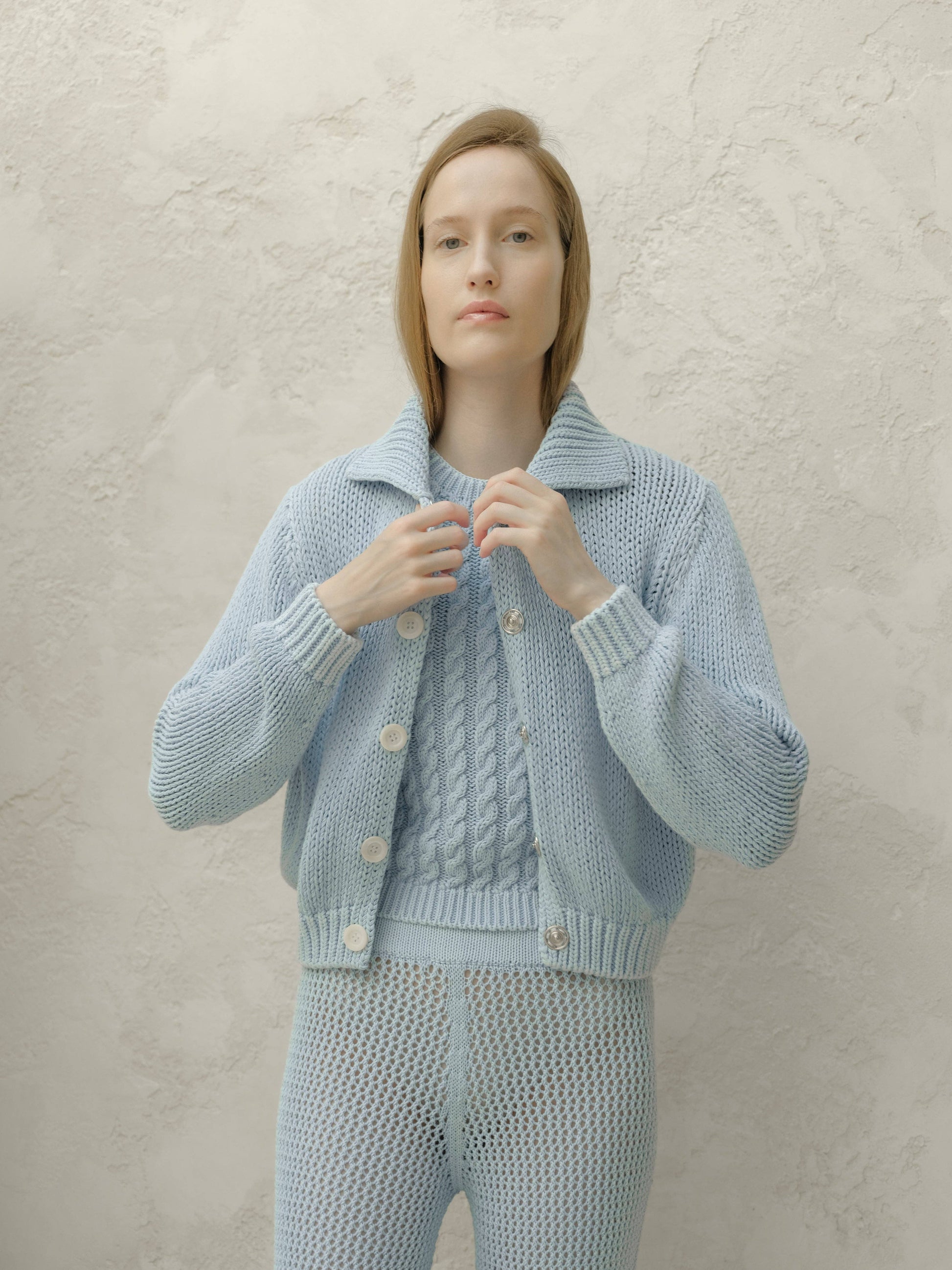 Giacca cardigan in maglia con colletto e bottoni
