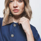Trench coat semplice con colletto a contrasto in velluto a coste