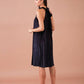 Abito midi in velluto plissé con collo halter