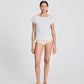 T-shirt donna in cotone biologico a costine grigio chiaro melange