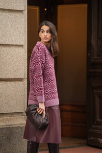Maglione jacquard geometrico in lana