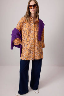 Camicia in cotone floreale vintage con bottoni