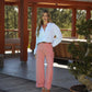 Pantaloni in twill con risvolto a vita alta