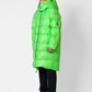 Parka lungo oversize verde fluo con cappuccio removibile