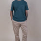 T-shirt in garza tinta a pigmento verde olmo con taschino