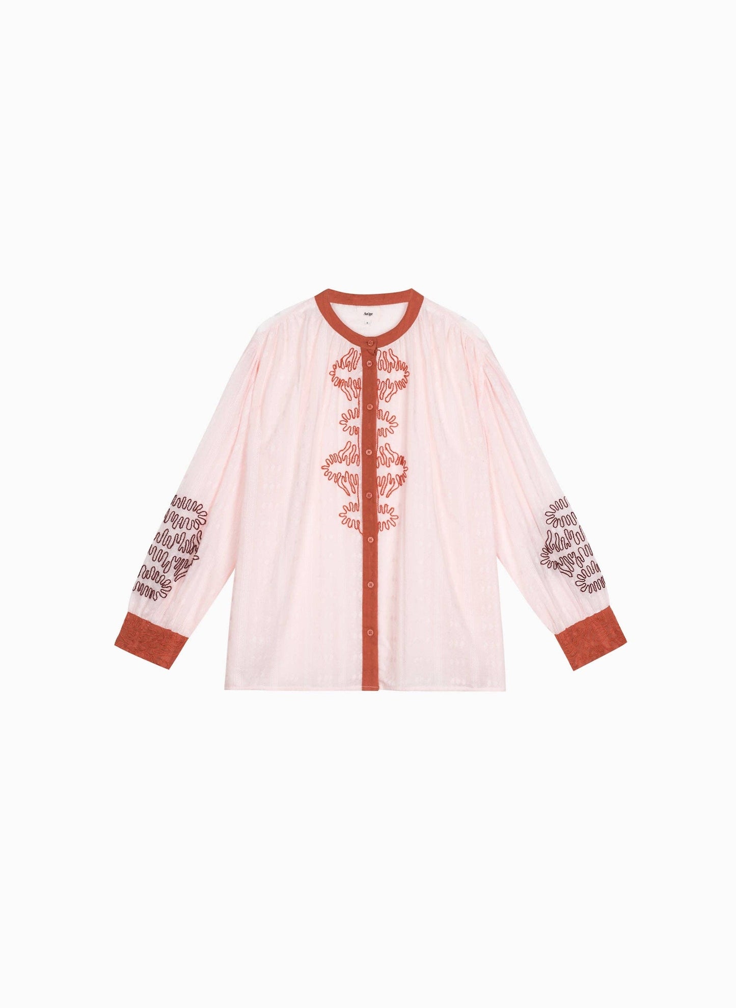 Camicia rosa SISKA ricamata in popeline di cotone